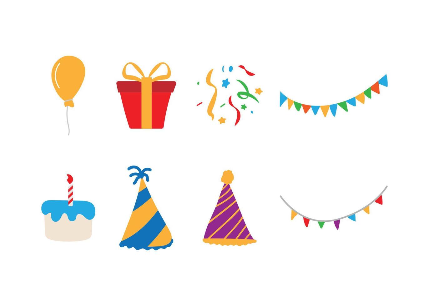 Birthday hand drawn set clipart illustration isolated vector