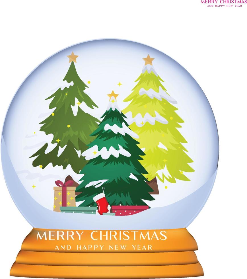 Merry Christmas and happy new year gift tree vector