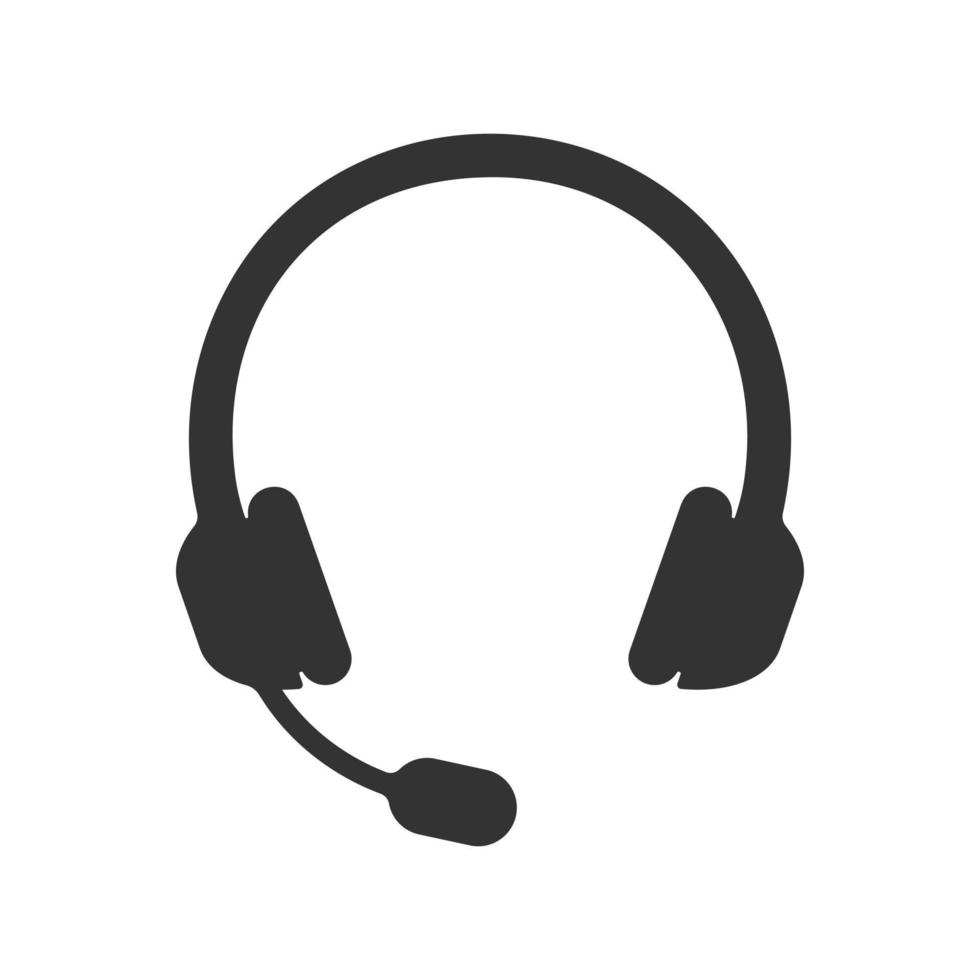 icono de auriculares. auriculares con pictograma de micrófono aislado sobre fondo blanco. línea directa, servicio de llamadas, atención al cliente, transmisión en vivo de jugadores, símbolo de música en línea vector