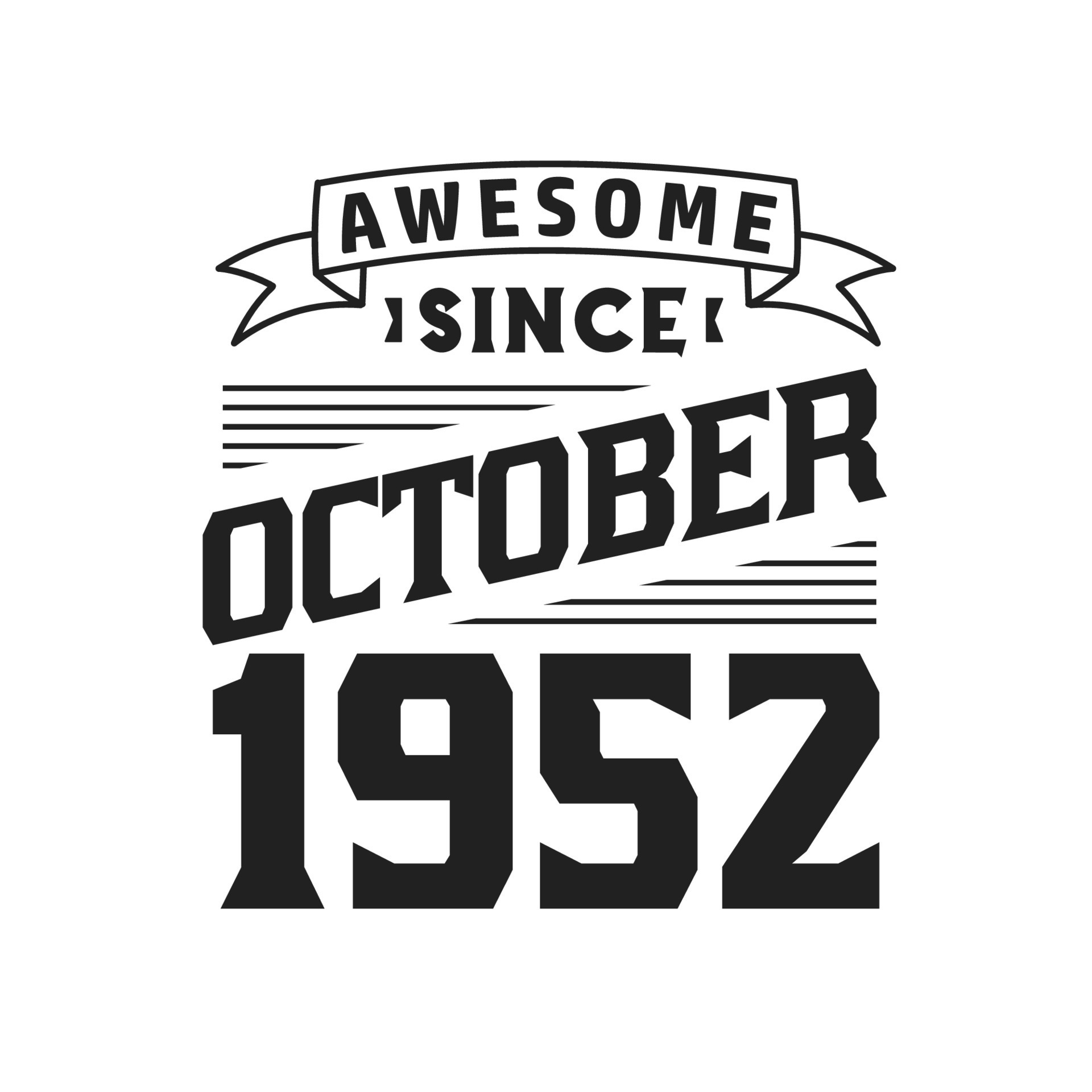 Awesome Since October 1952 Born in October 1952 Retro Vintage Birthday