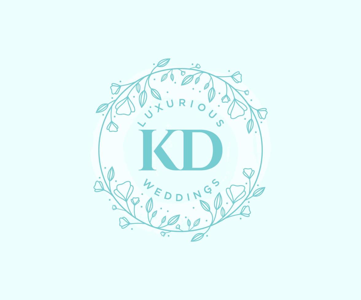 KD Initials letter Wedding monogram logos template, hand drawn modern minimalistic and floral templates for Invitation cards, Save the Date, elegant identity. vector