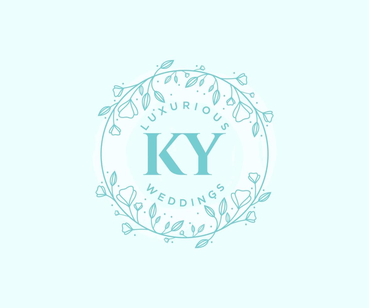 KY Initials letter Wedding monogram logos template, hand drawn modern minimalistic and floral templates for Invitation cards, Save the Date, elegant identity. vector