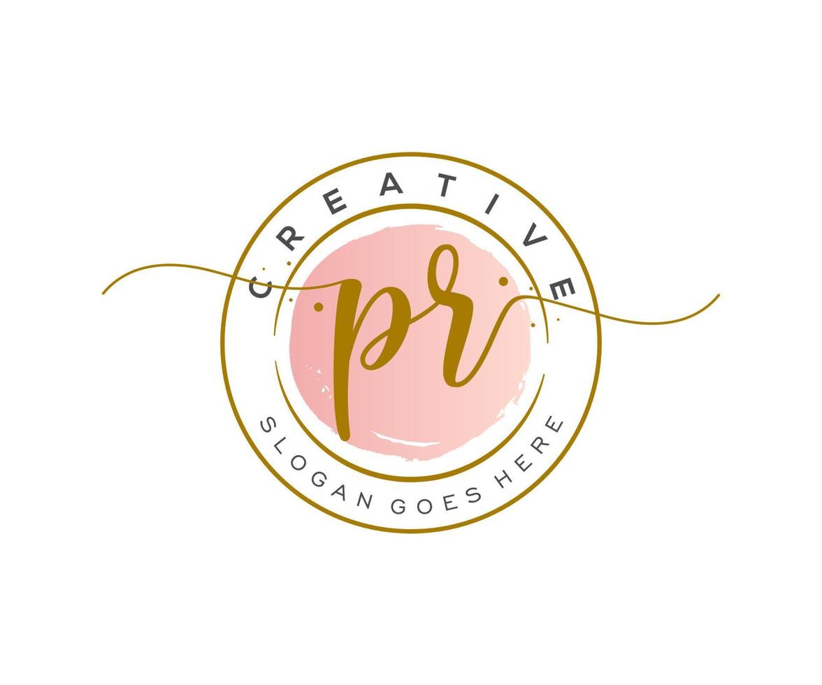 initial PR Feminine logo beauty monogram and elegant logo design, handwriting logo of initial signature, wedding, fashion, floral and botanical with creative template. vector