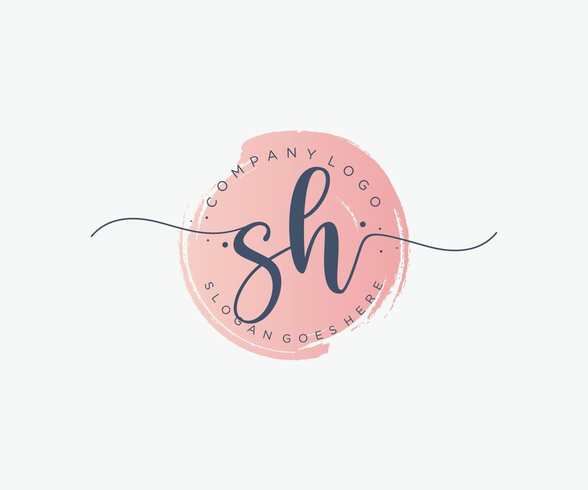 Initial SH feminine logo. Usable for Nature, Salon, Spa, Cosmetic and Beauty Logos. Flat Vector Logo Design Template Element.