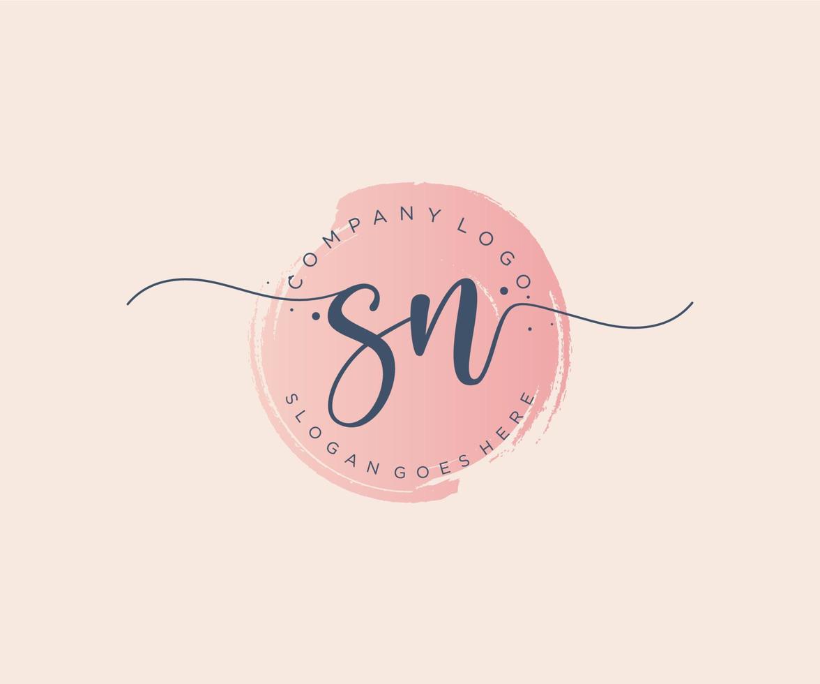 Initial SN feminine logo. Usable for Nature, Salon, Spa, Cosmetic and Beauty Logos. Flat Vector Logo Design Template Element.