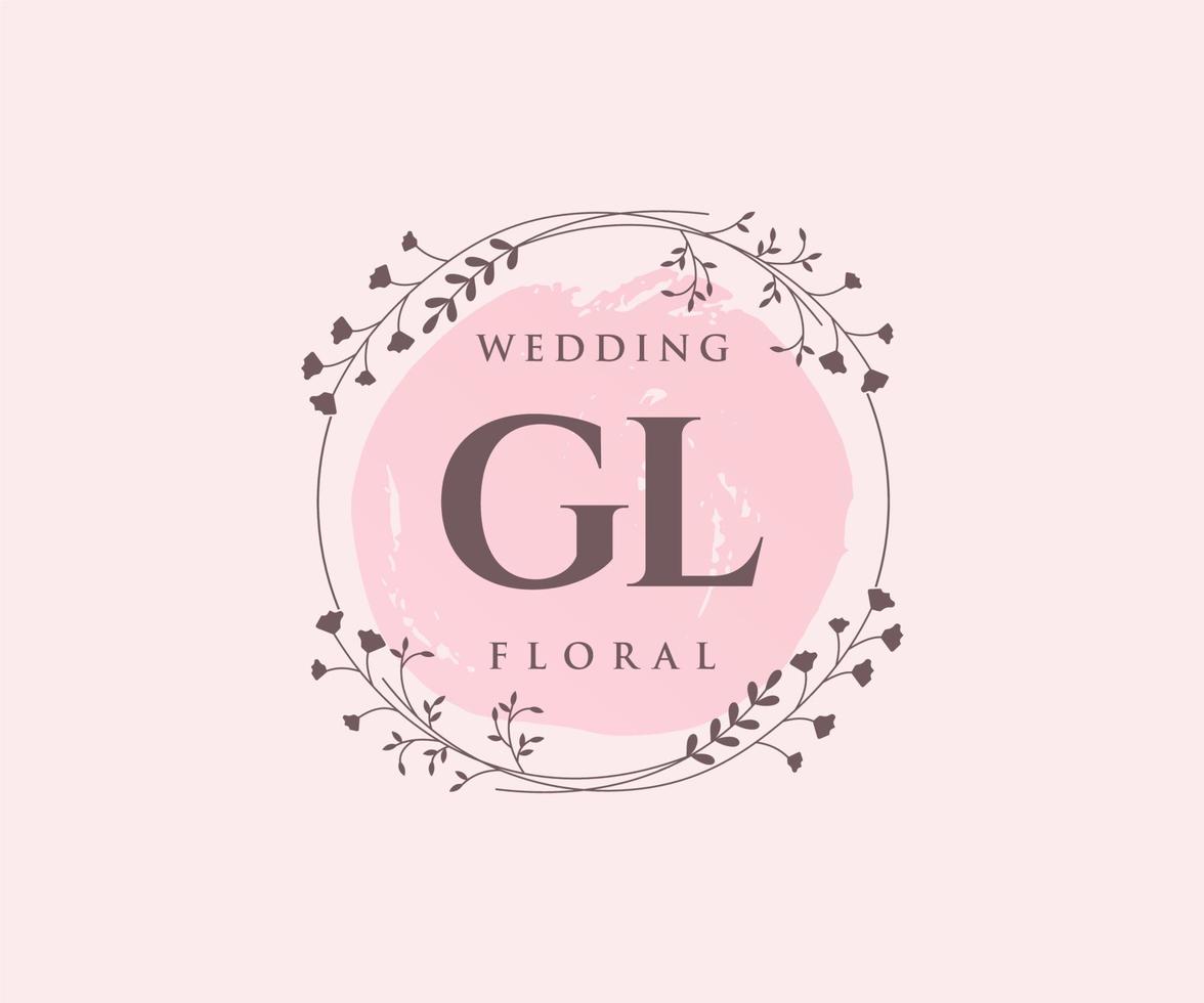 GL Initials letter Wedding monogram logos template, hand drawn modern minimalistic and floral templates for Invitation cards, Save the Date, elegant identity. vector