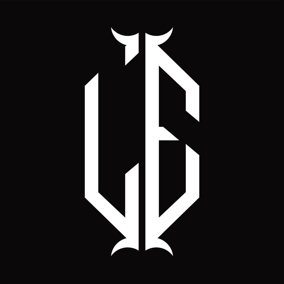 LE Logo monogram with horn shape design template vector