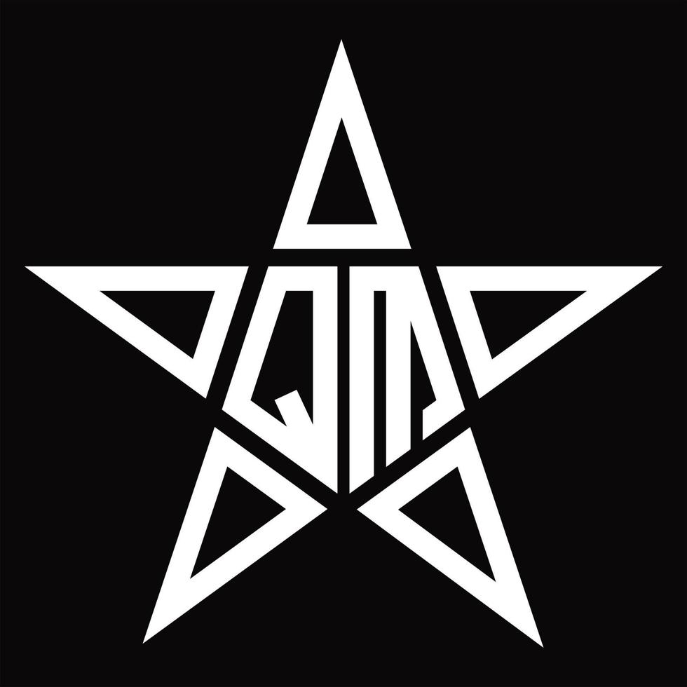 monograma de logotipo qm con plantilla de diseño de forma de estrella vector