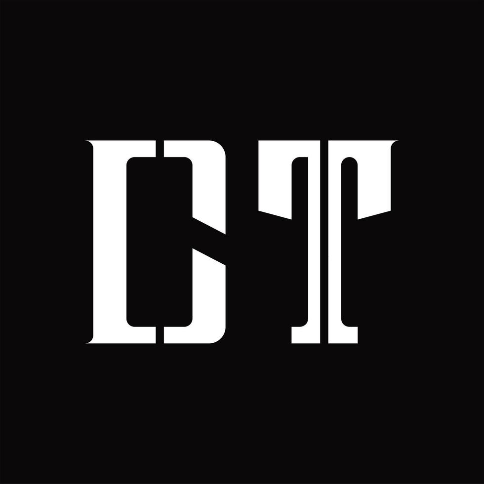 monograma de logotipo ct con plantilla de diseño de corte medio vector