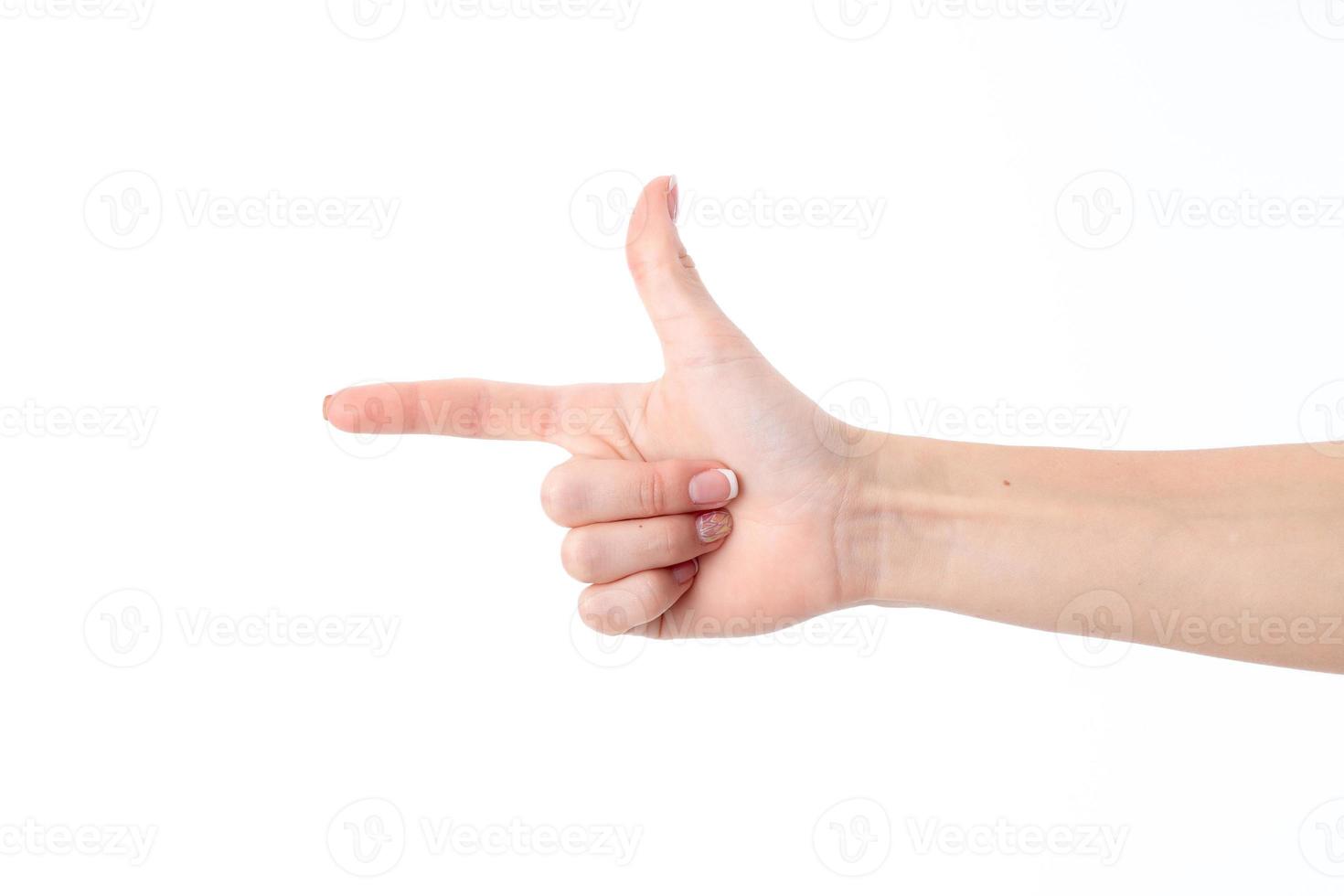 hand gesture with one finger to indicate right and another hoisted up photo