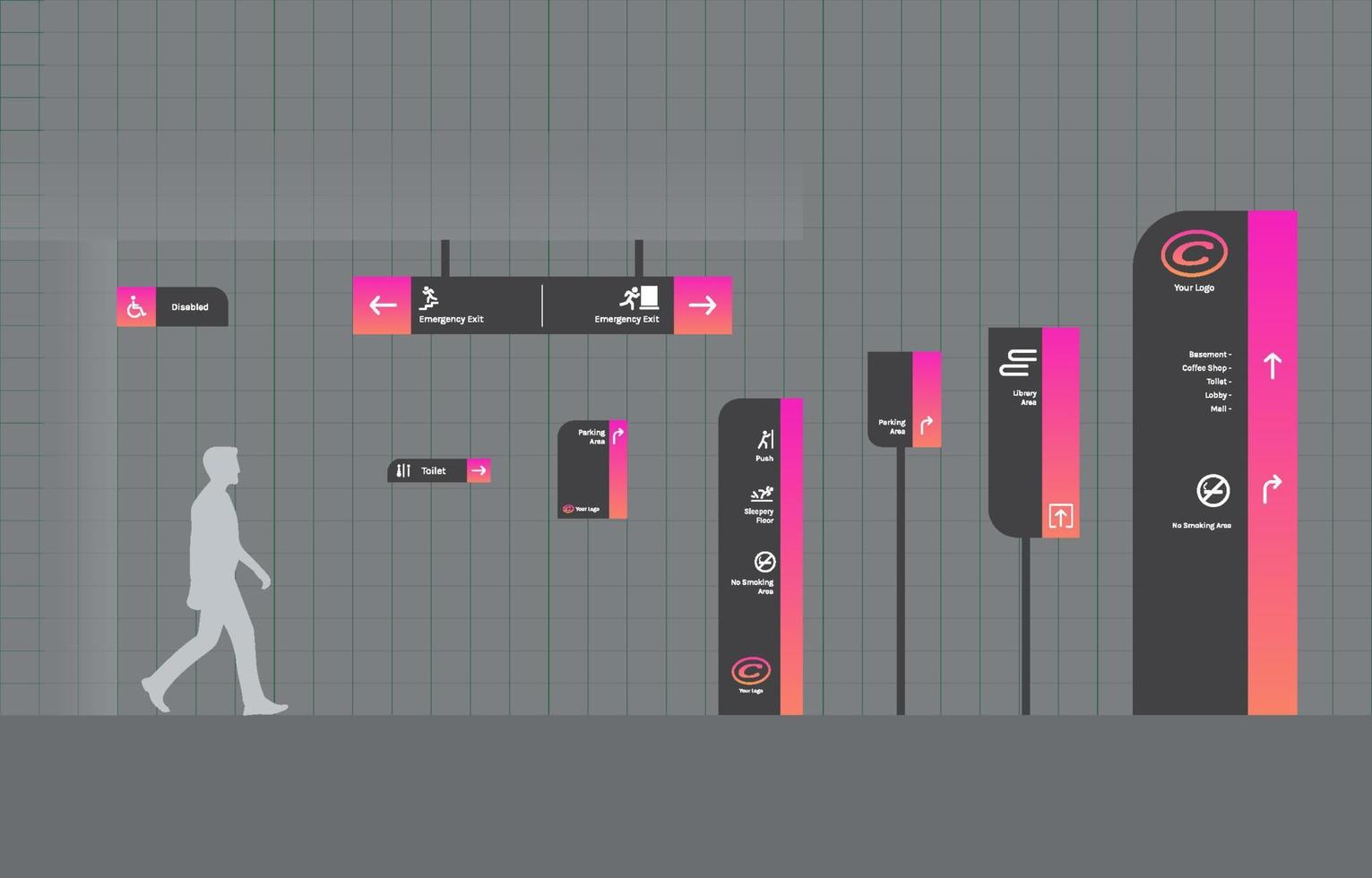 dirección señalización wayfinding vector