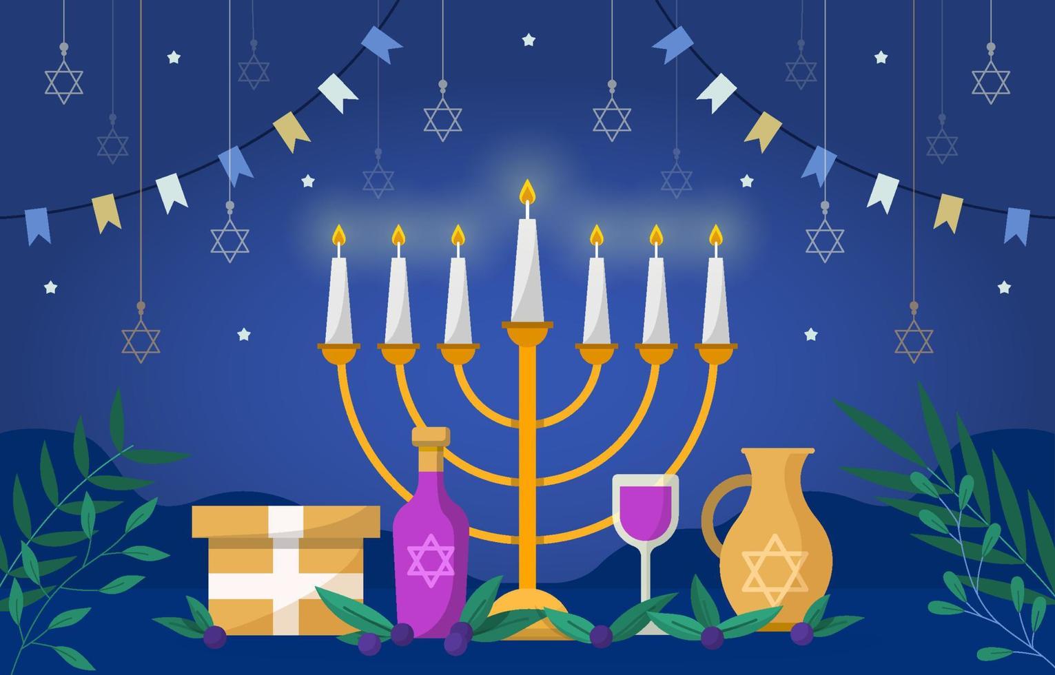 Beautiful Menorah For Hanukkah Festival vector