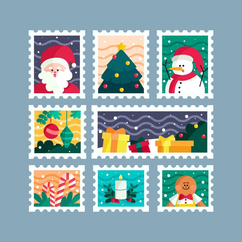 Christmas Character Stamps vector