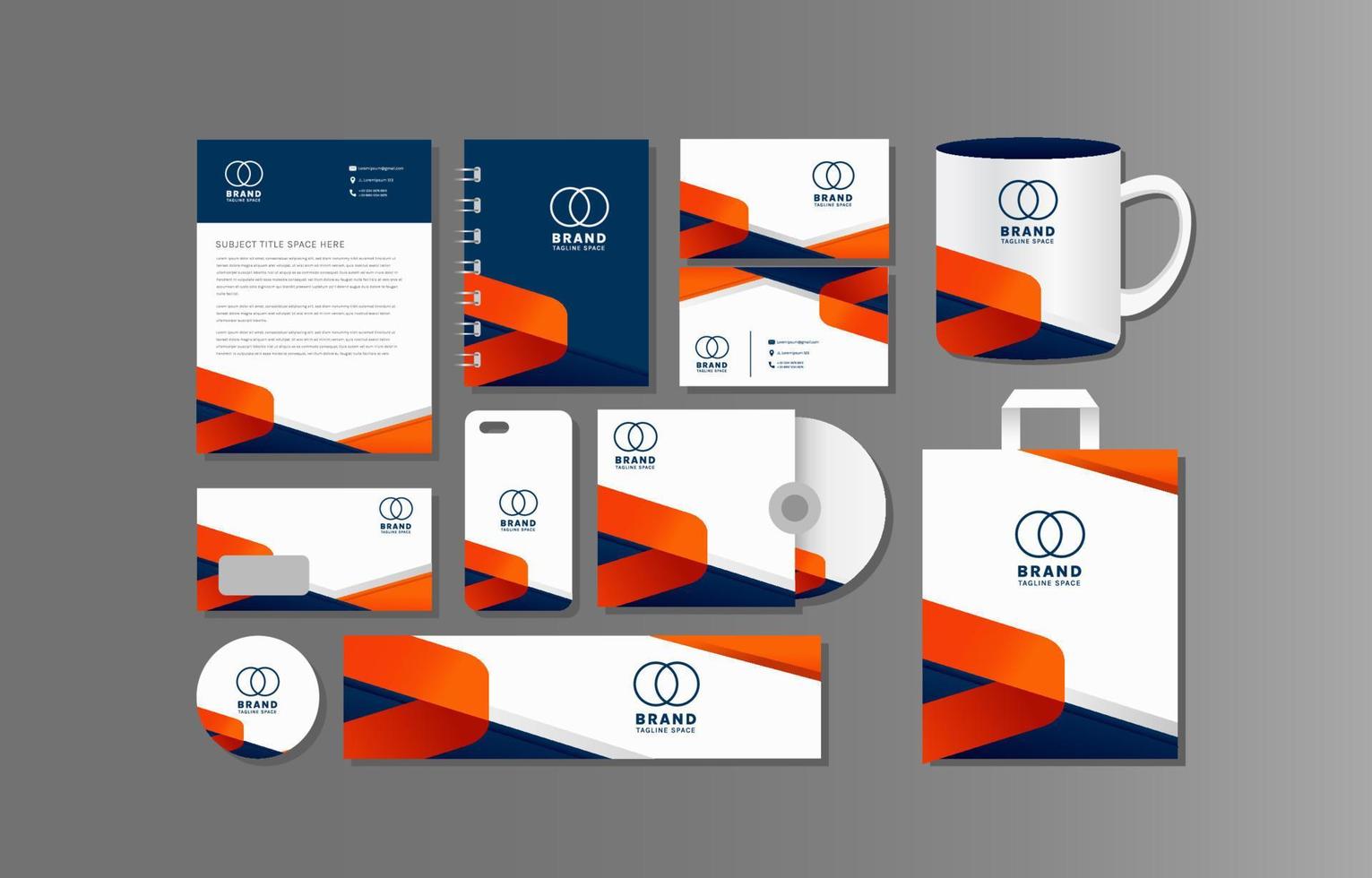 Formal Orange Blue Business Kit vector
