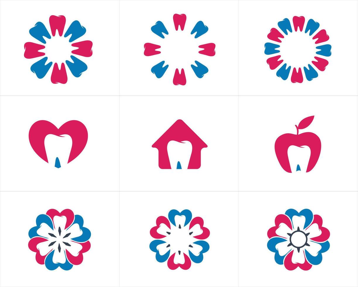 Tooth Flower circle pattern for Dental logo design. Dental care logo design. vector