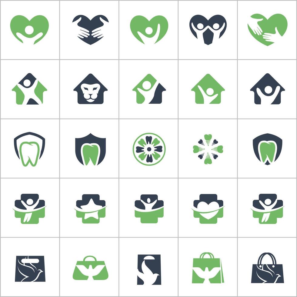 Mega set logo vector designs. monkey, dental, travel, home logos,