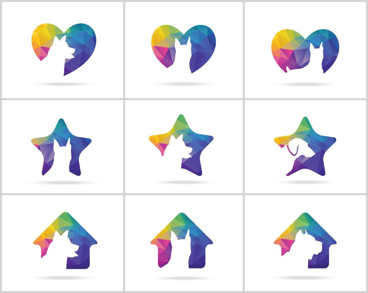 Dog logo design set, pet care center, animal hospital vector icons.