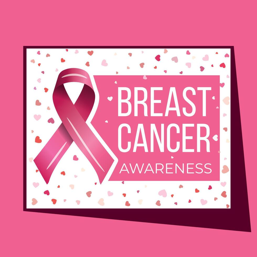 diseño de afiches vectoriales de la campaña de concientización sobre el cáncer de mama. ilustración de mensaje de protección de mama de mujer fuerte. vector