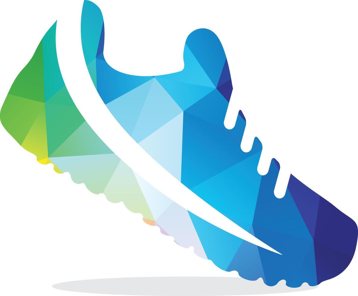 Low poly man's colorful sneakers isolated. polygonal shoe vector, fashion, sport style, abstract geometry shoes illustration vector