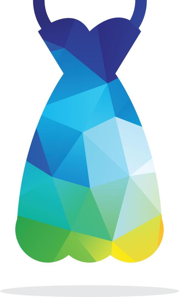 Colorful dress, low poly style woman dress, hexagon suit vector