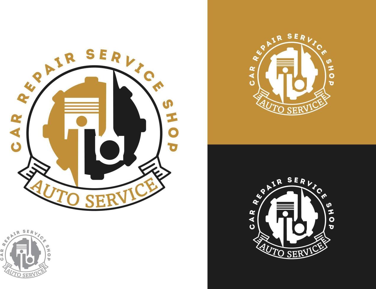 Automobile, car repairing service logo design, wrench in gear icon, mechanic tools vector illustration.