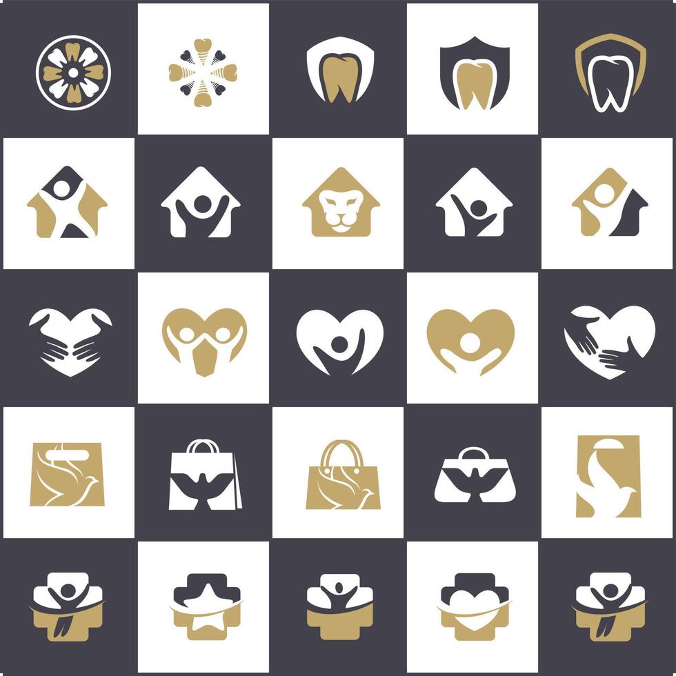 Mega set logo vector designs. monkey, dental, travel, home logos,