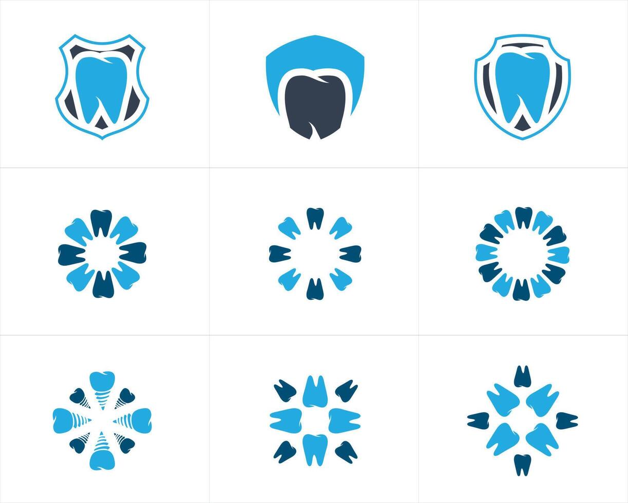 Tooth Flower circle pattern for Dental logo design. Dental care logo design. vector