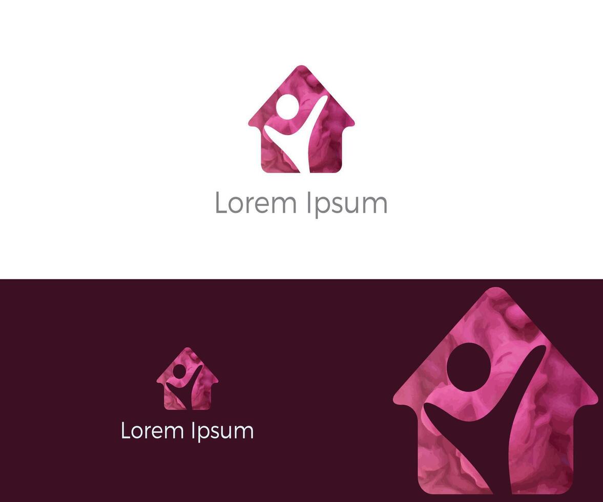 diseño del logotipo de la caridad y el cuidado de la casa. personas en el icono de vector de casa.
