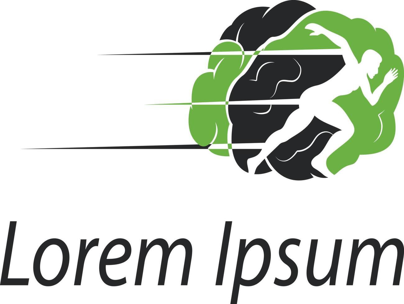 Sports athlete run logo, fast brain vector, player competition vector