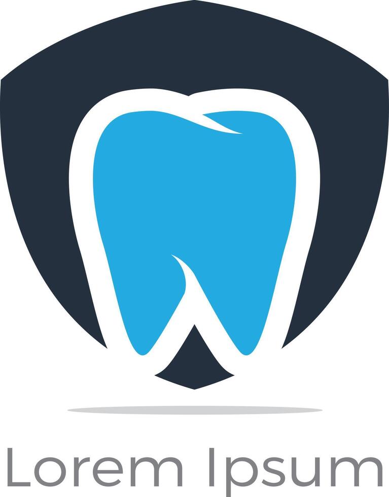 íconos del logo del cuidado dental, diente en escudo, hogar, manzana e ilustración del corazón. vector