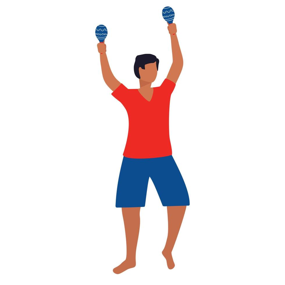 el hombre latino está bailando con maracas. ilustración vectorial vector