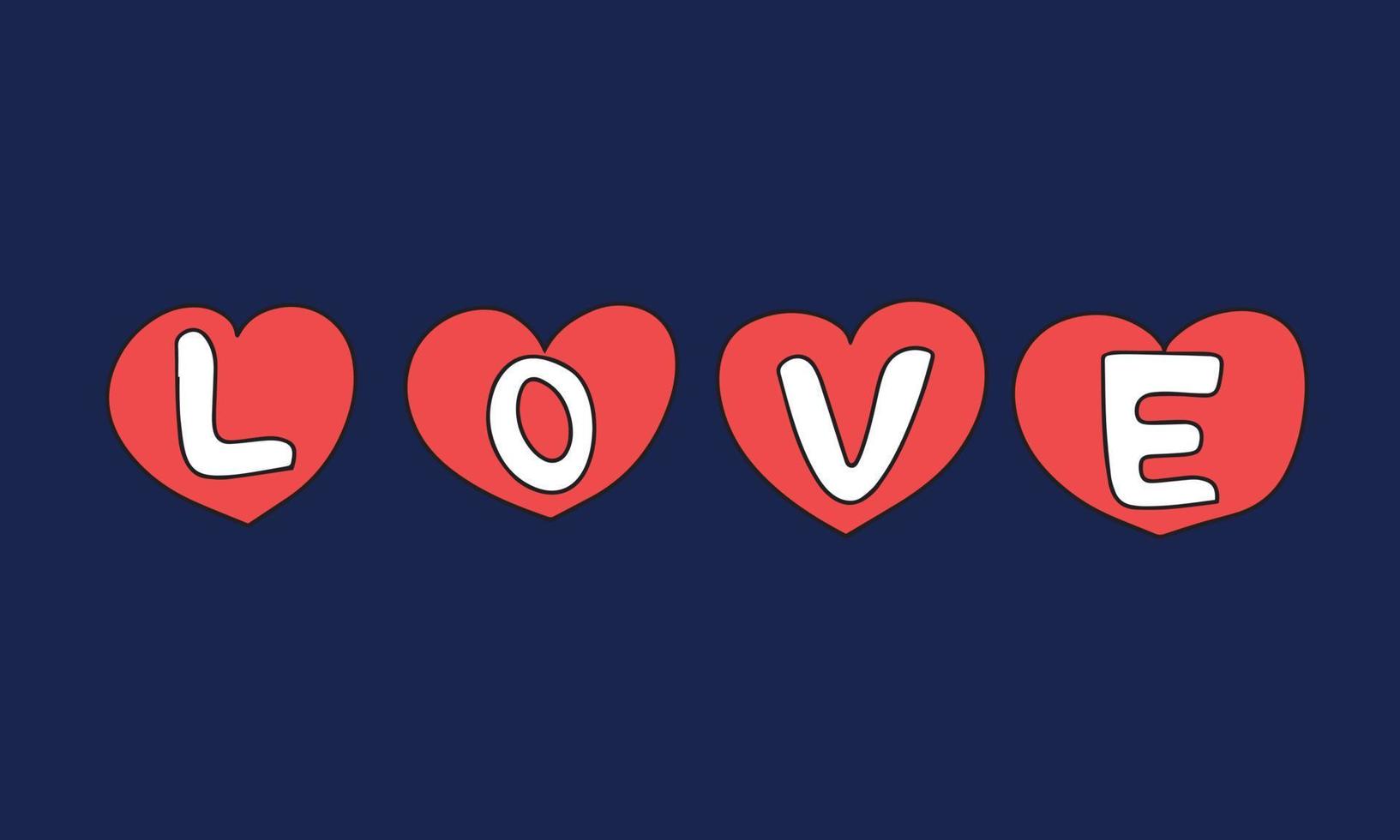 palabra amor en el corazón. dibujar a mano letras de garabatos. ilustración vectorial vector