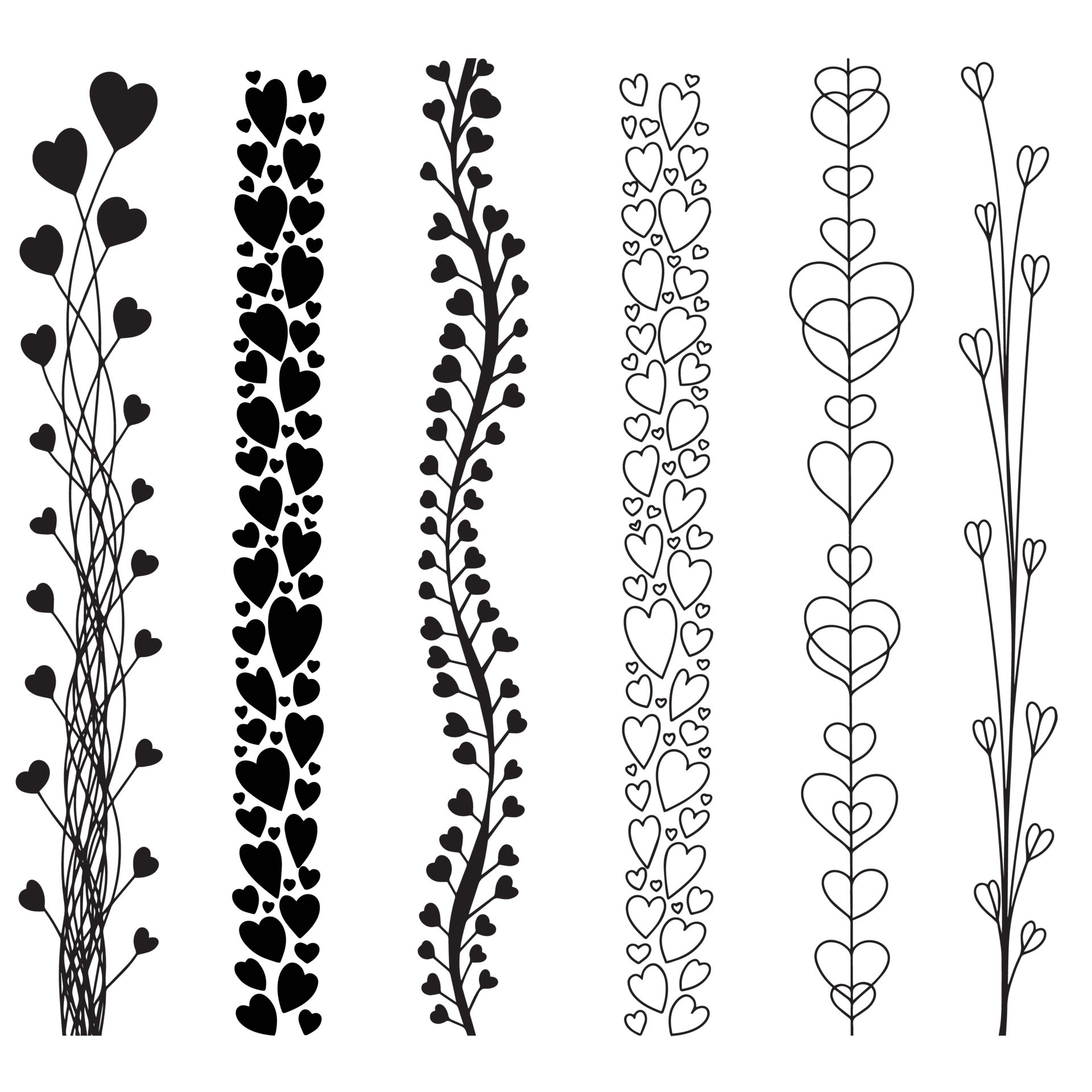 Set of dividers with hearts for Valentine's Day. Vertical divider