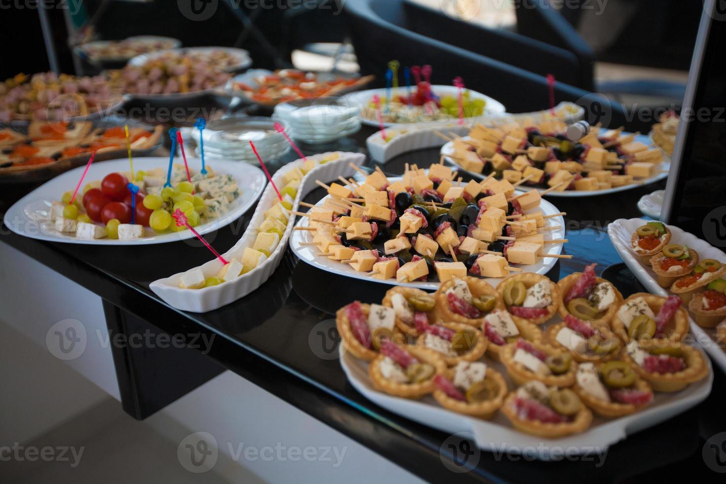 delicious holiday snacks on the table, the food is gourmet photo