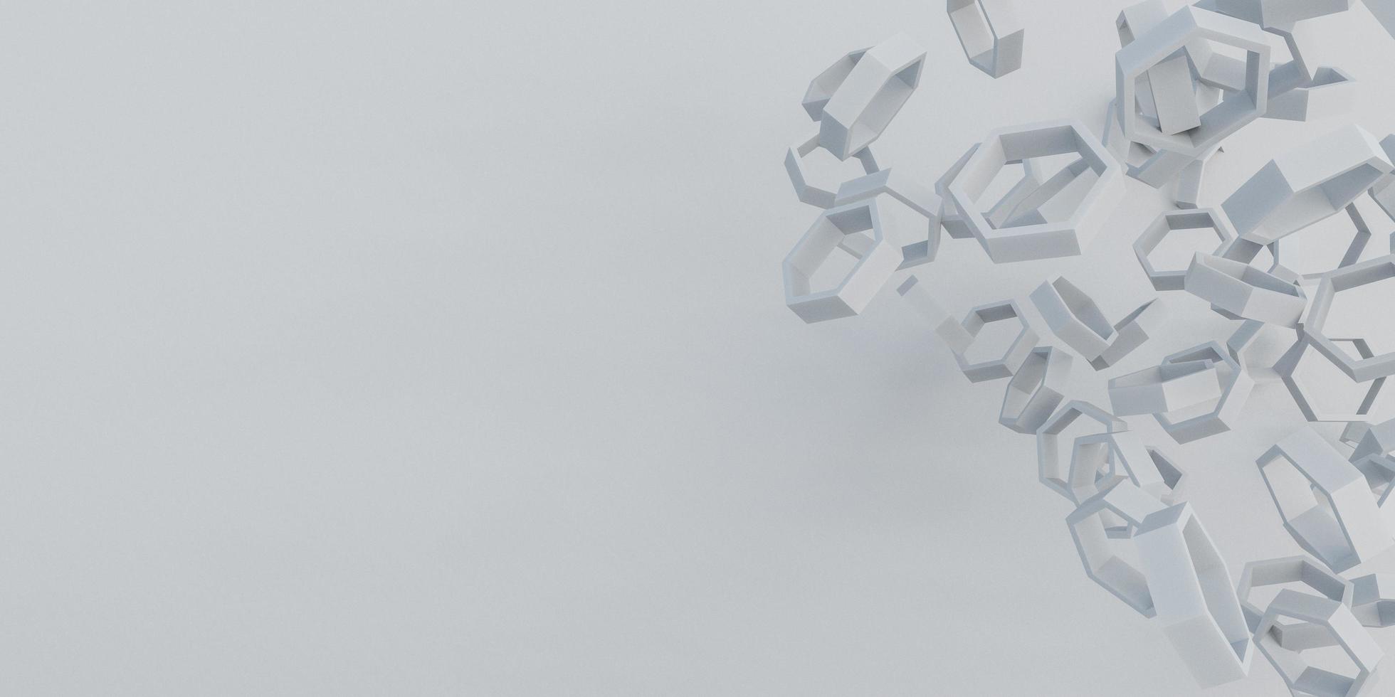 3D Rendering of white background with hexagon shape photo