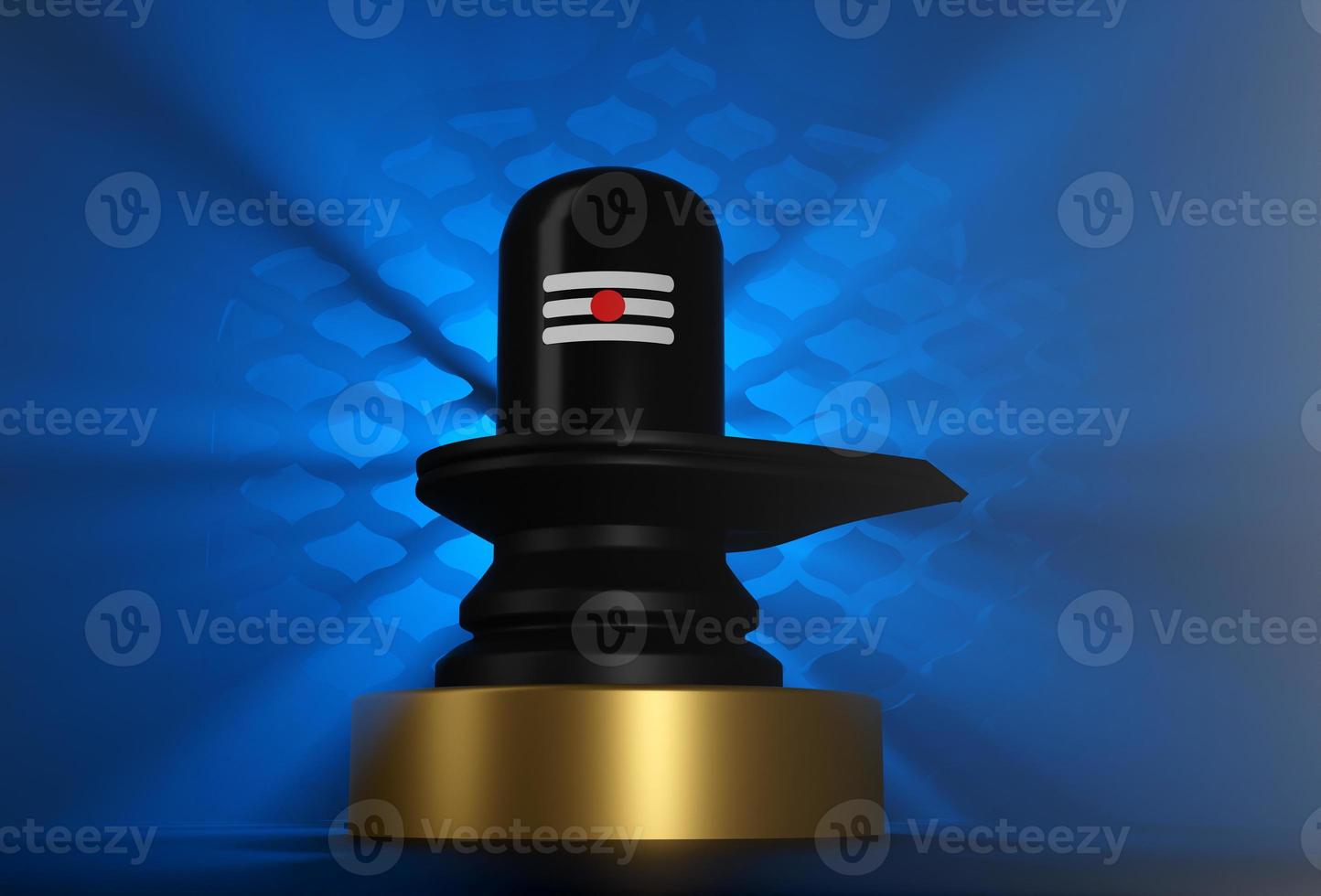 Indian Festival Maha Shivratri Shivling with Blue God Rays Background - 3D Illustration Render photo