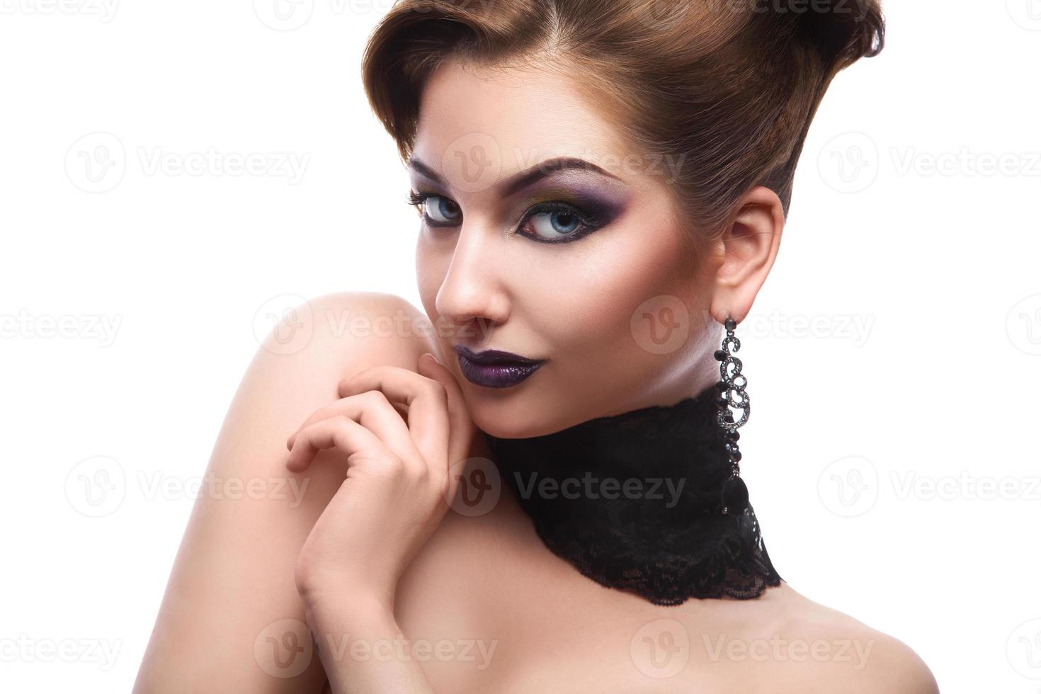 Sexy adult girl with healthy skin and make up in studio photo