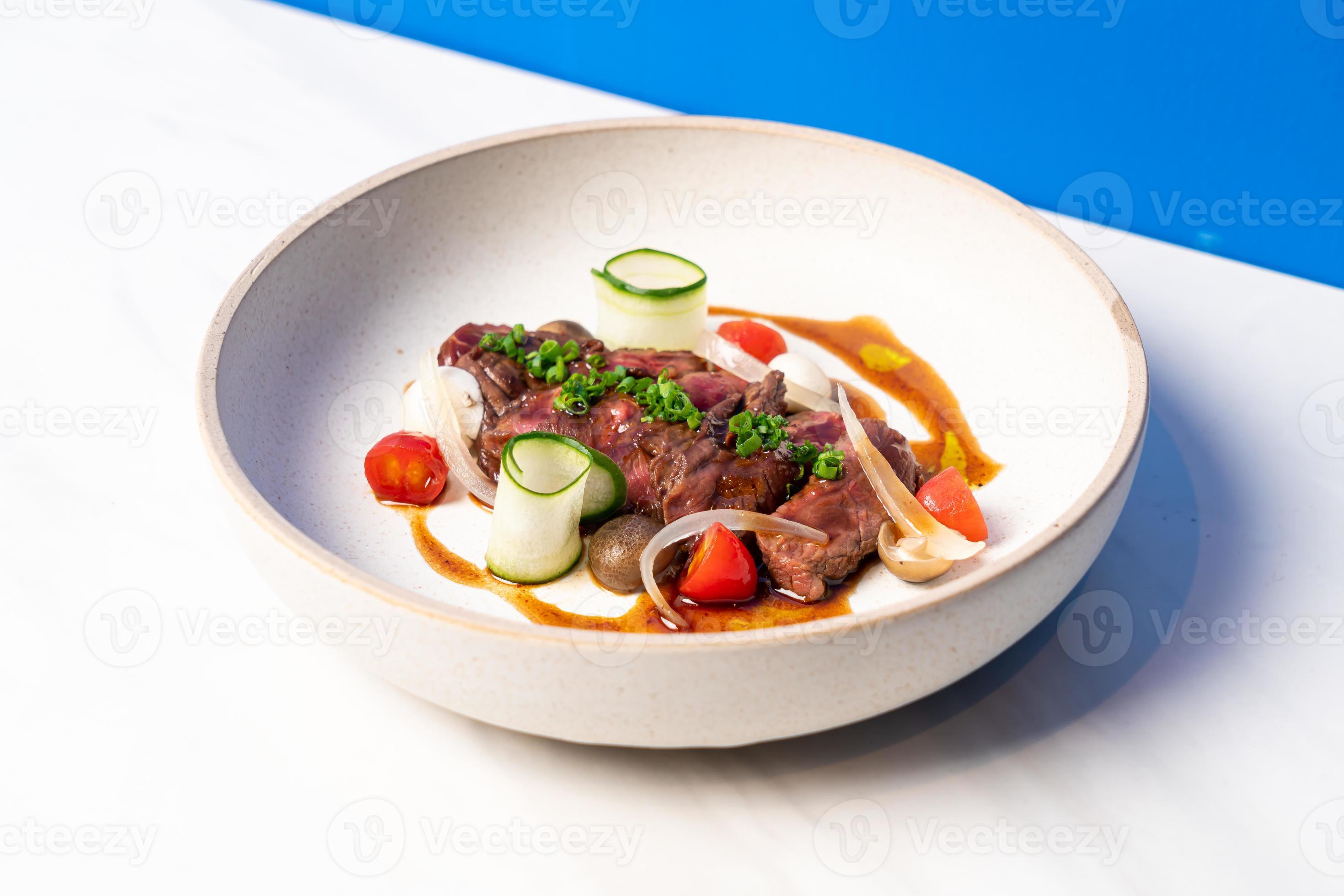 wagyu beef tartare salad with sauce 16343511 Stock Photo at Vecteezy