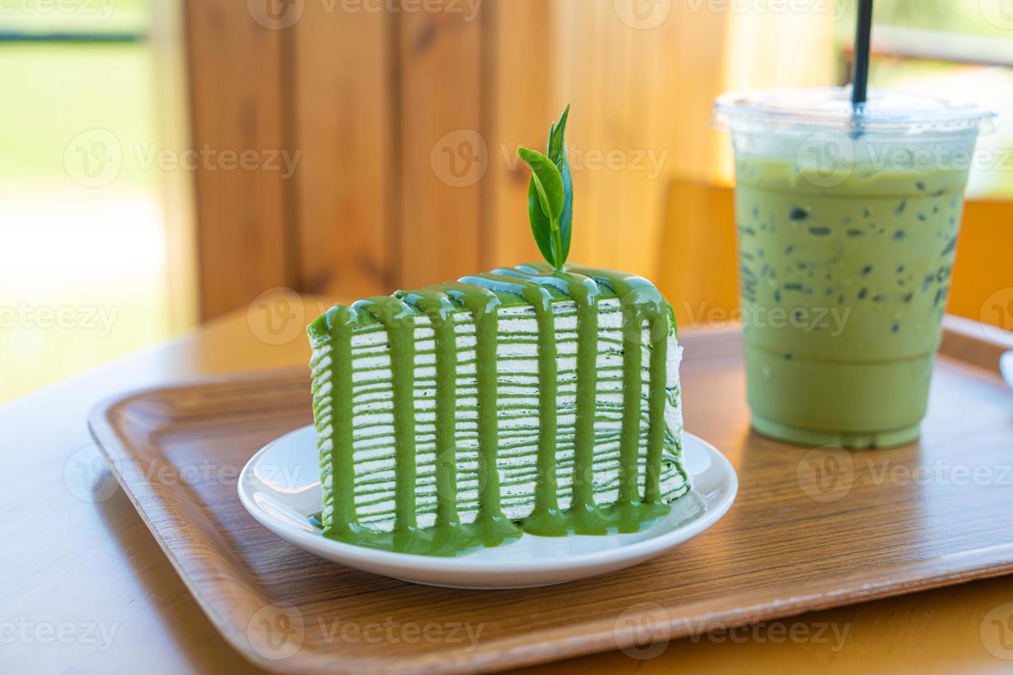 matcha green tea crepe cake photo