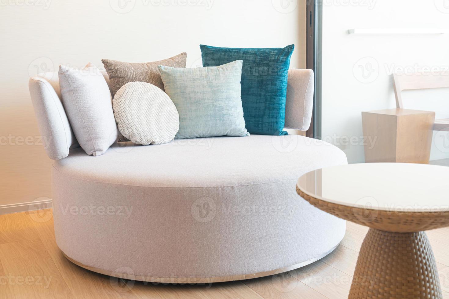 comfortable pillows decoration on sofa photo