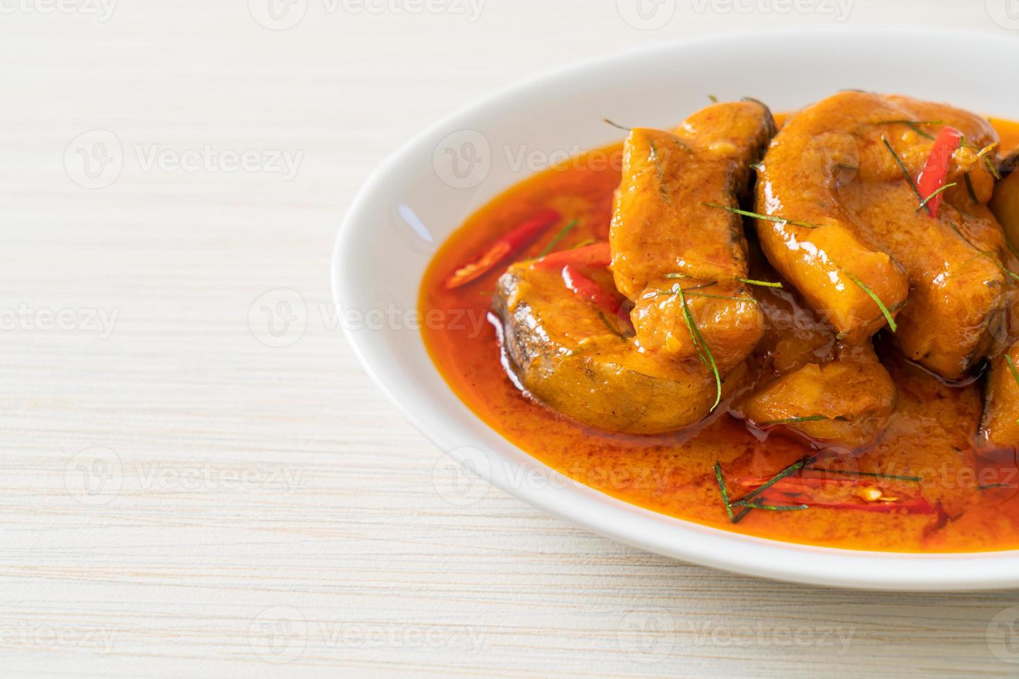 Redtail Catfish Fish in Dried Red Curry Sauce that called Choo Chee photo