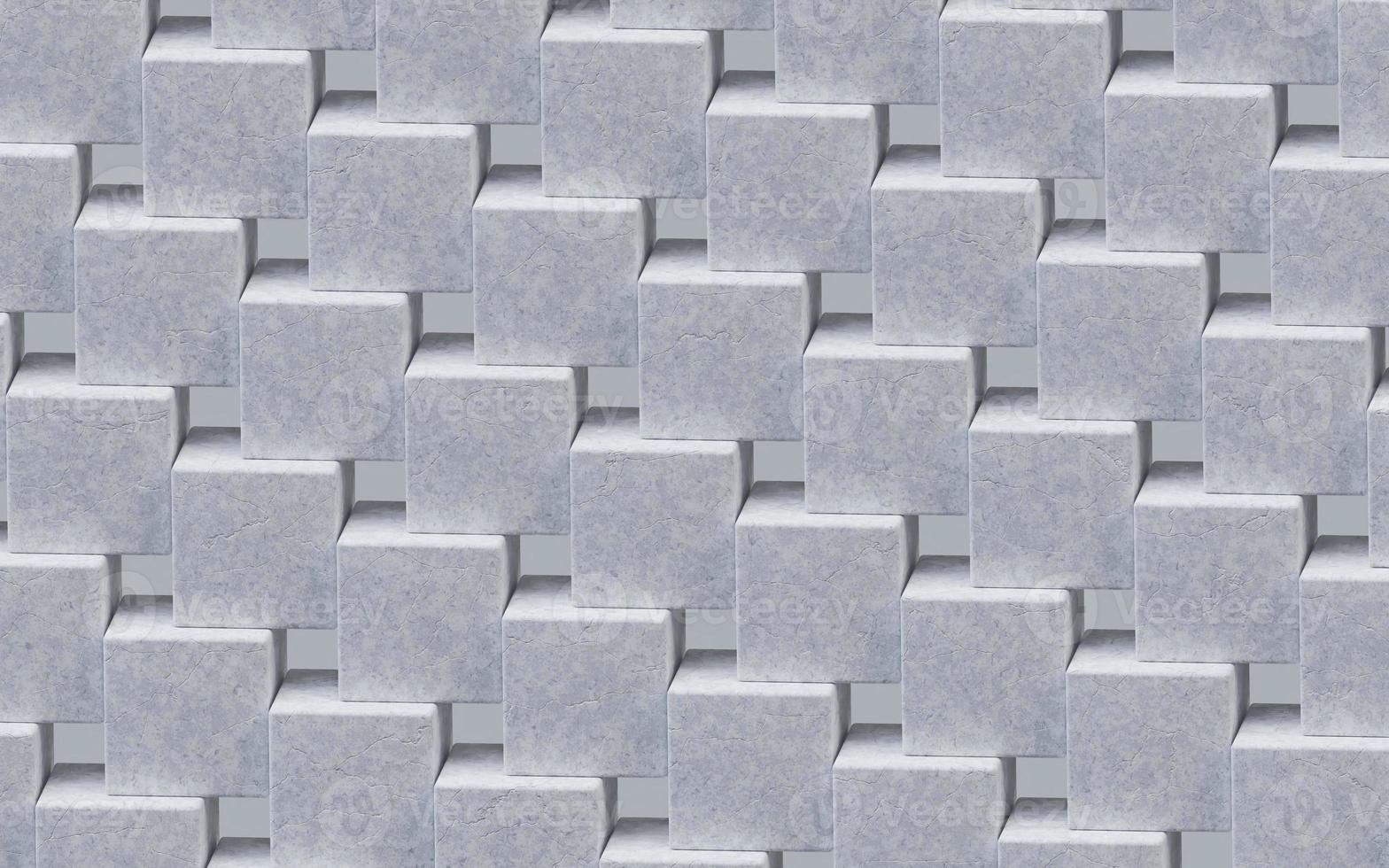The square-shaped stones were neatly stacked on top of each other, block pattern with cement texture surface. 3D Render illustration. photo