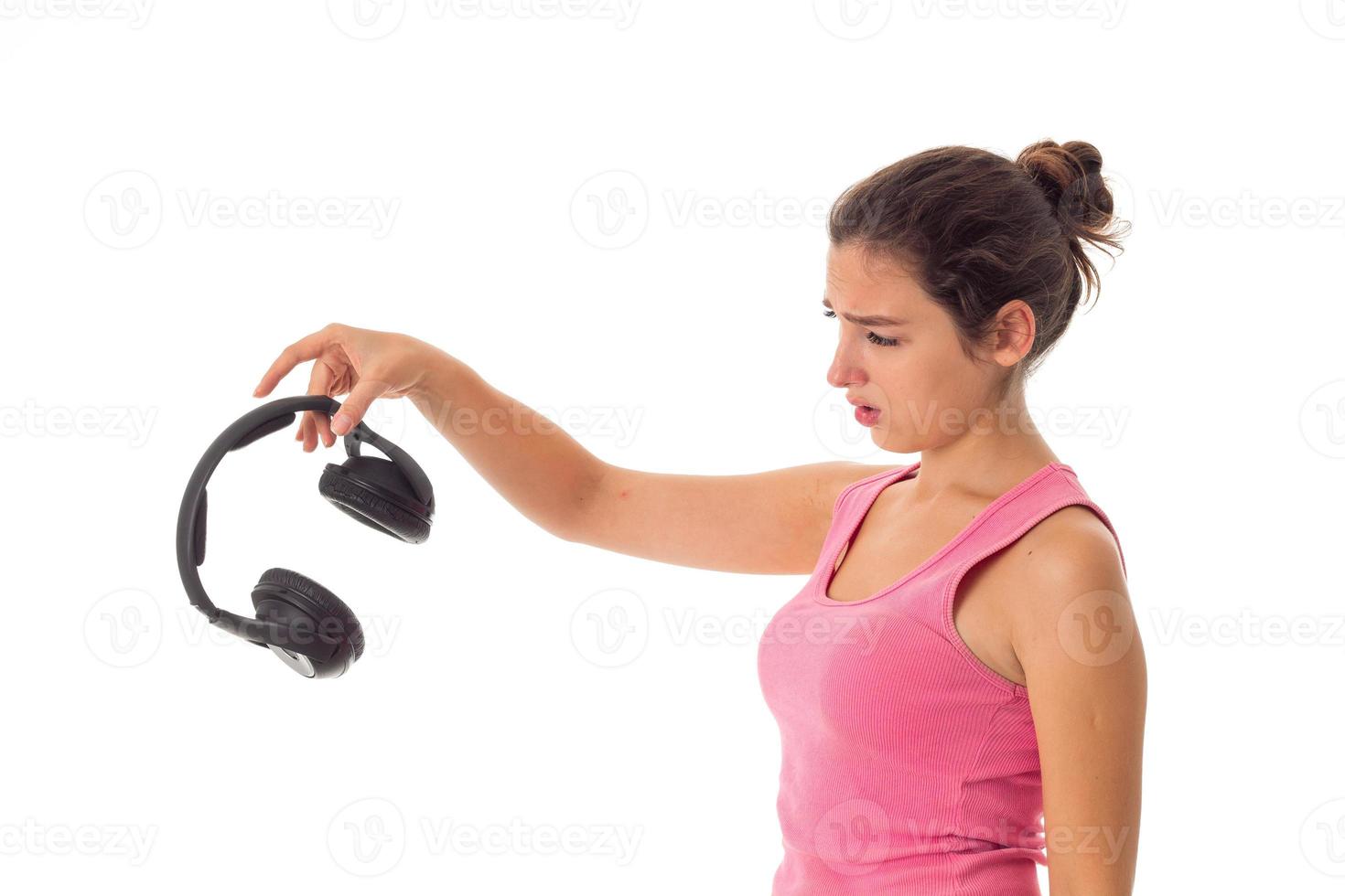 portrait of girl with headphones photo