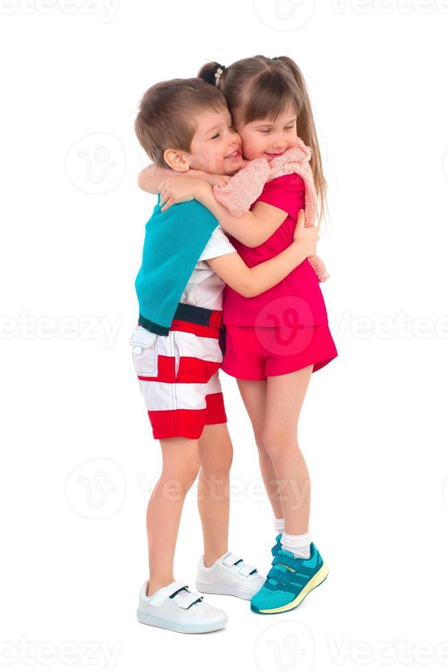 Little kids on a white background photo