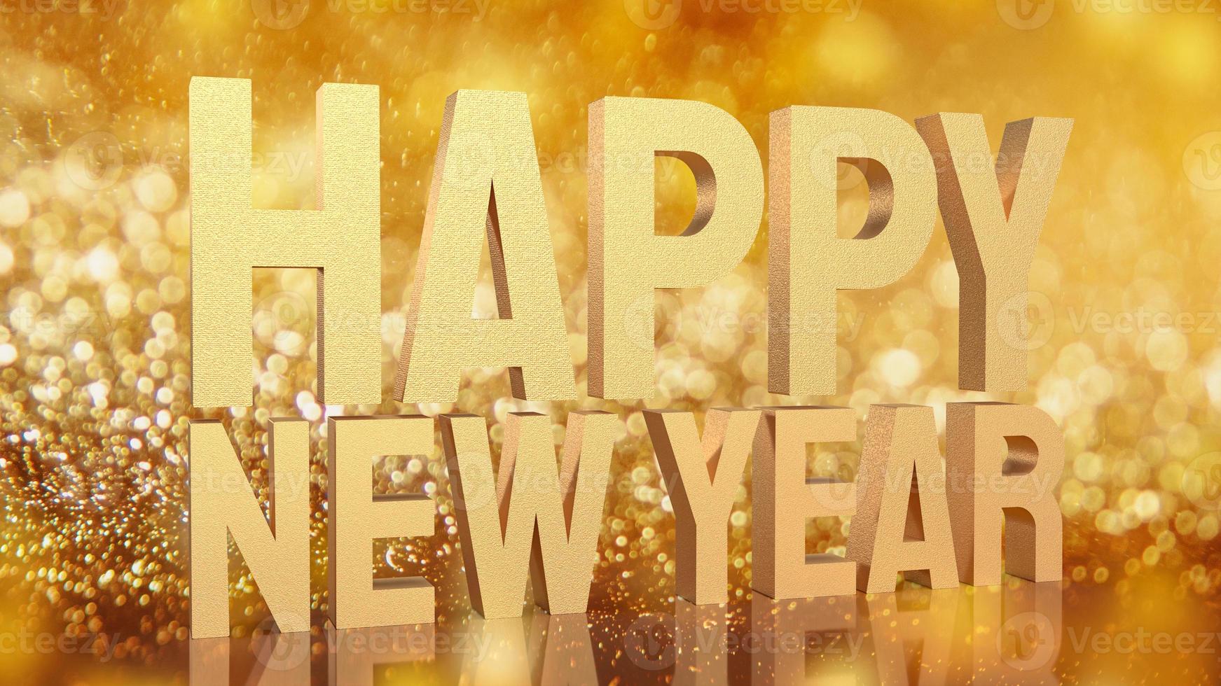 The gold happy new year on bokeh for holiday concept 3d rendering photo