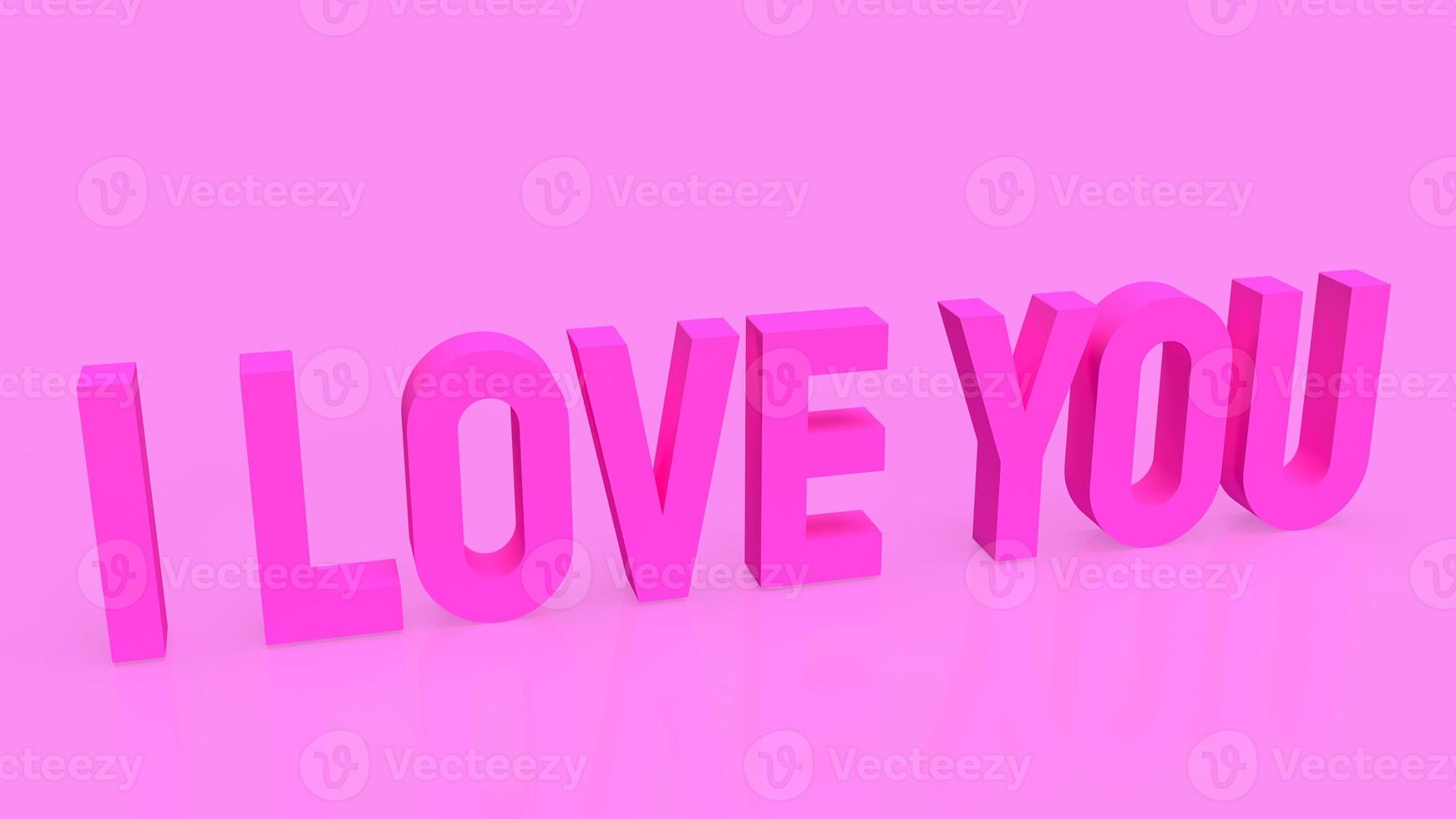 te amo texto rosa por concepto de amor o vacaciones representación 3d foto