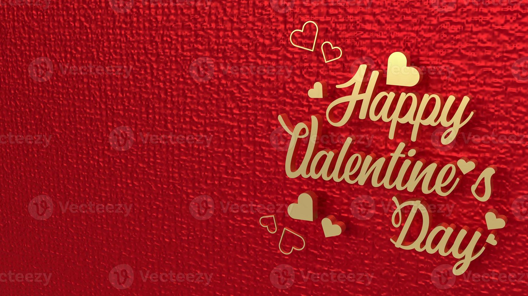 The gold happy valentine day on red background  for holiday concept 3d rendering photo