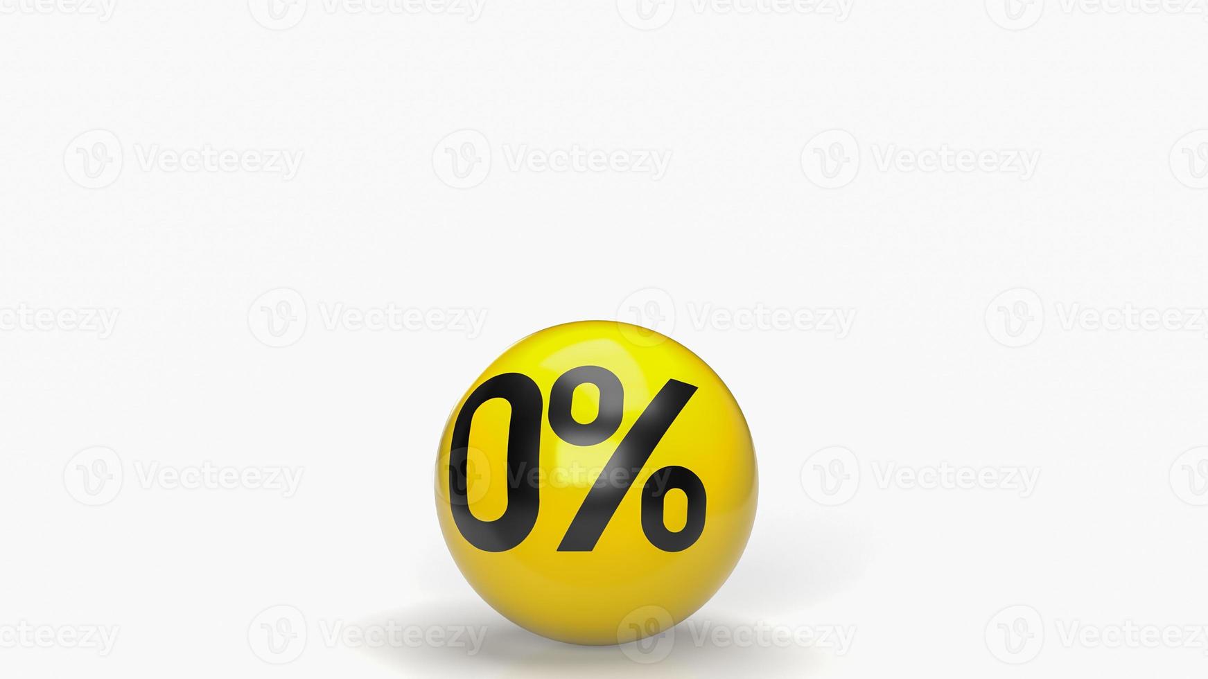 zero percent on yellow ball  3d rendering photo