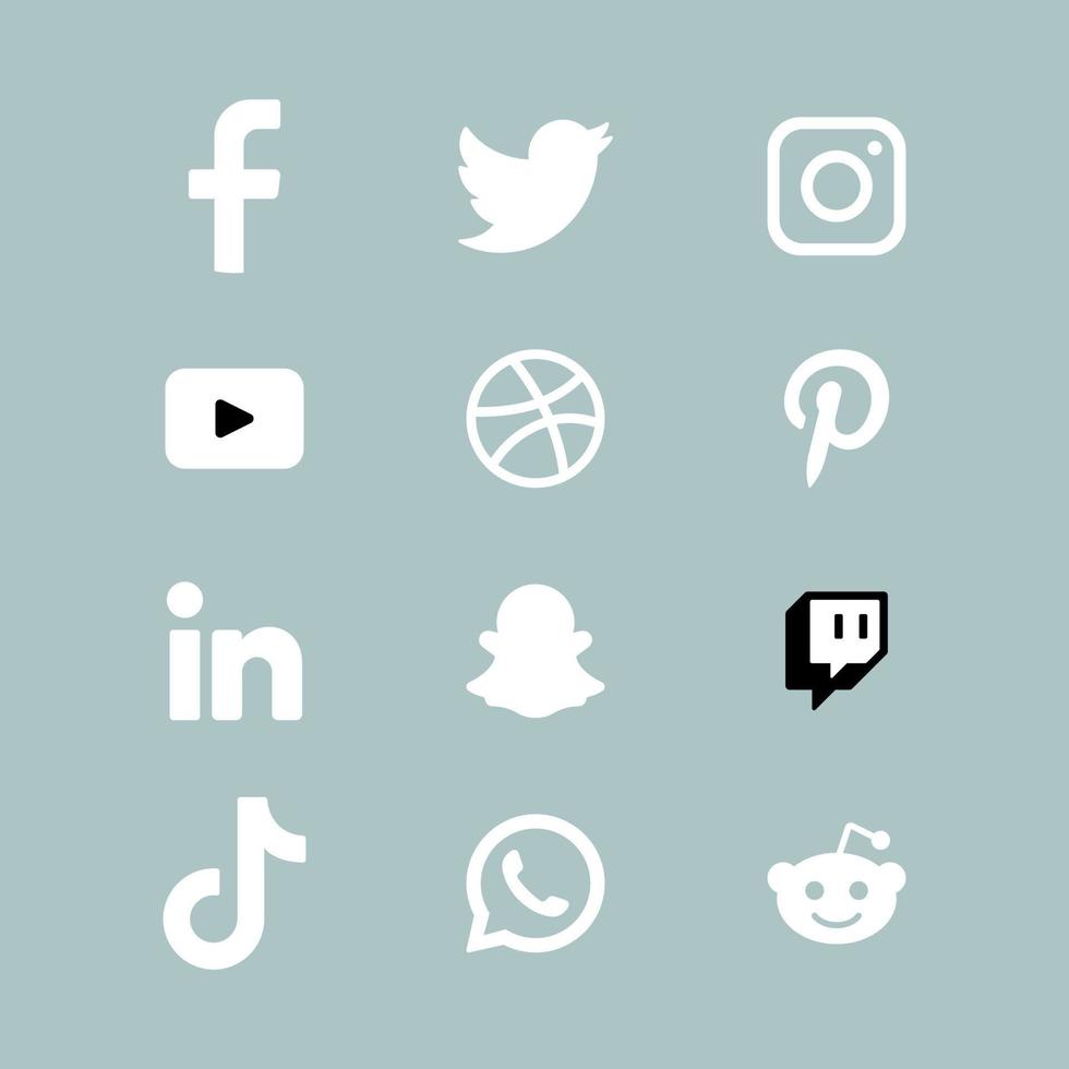 logotipos de redes sociales blancos con sombras vector