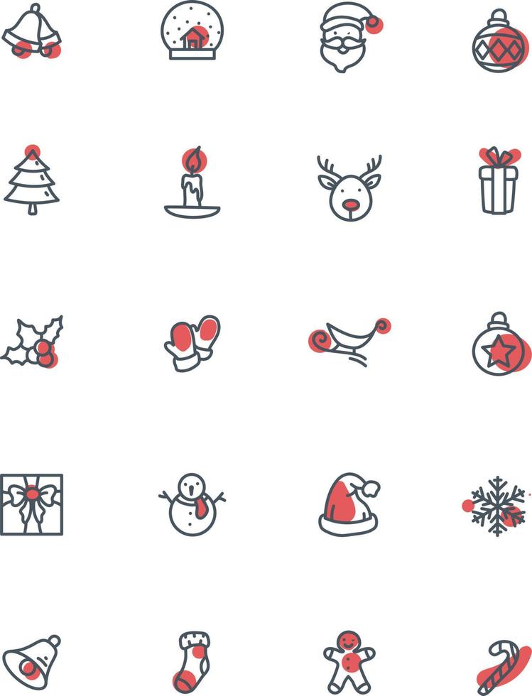 Christmas icon pack, illustration, vector, on a white background. vector